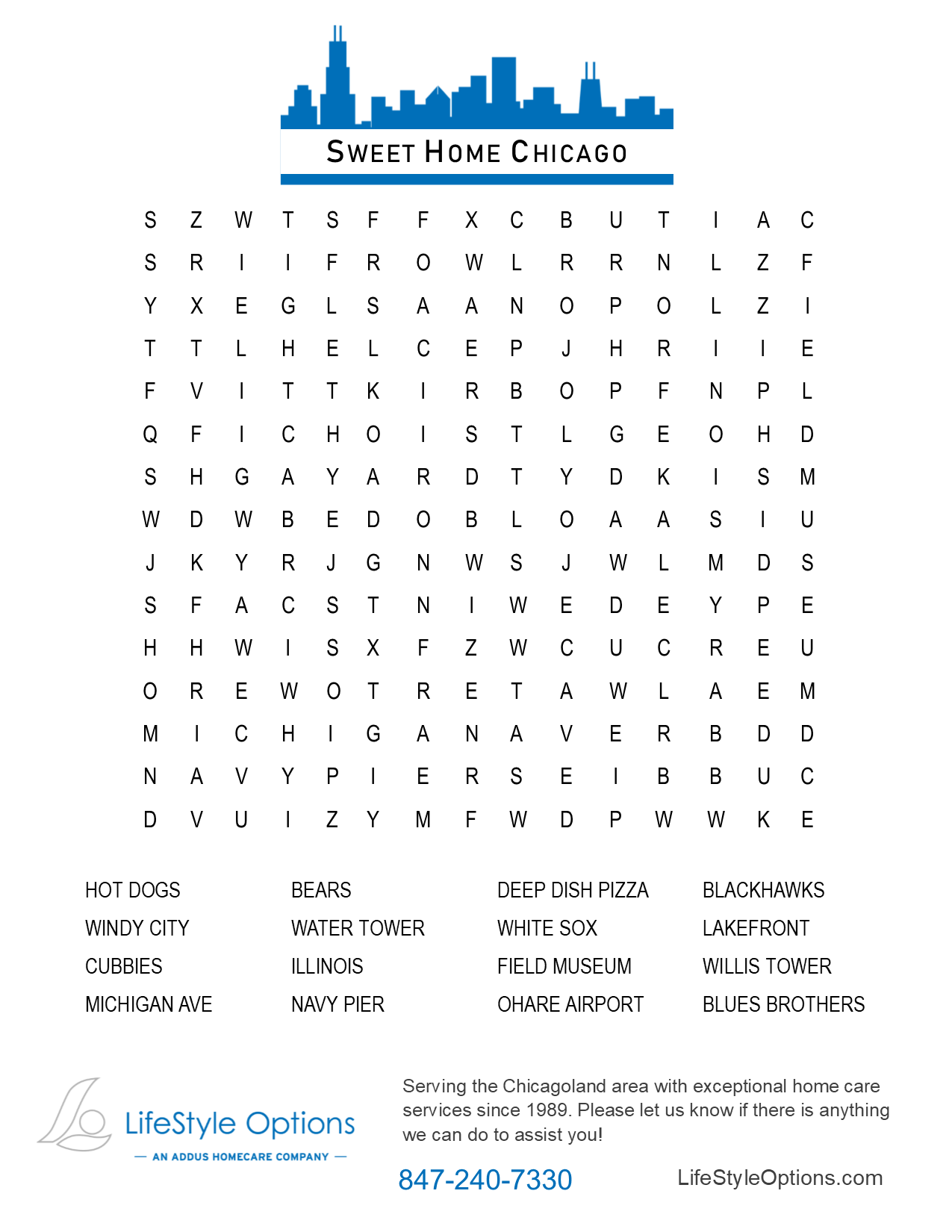 A Long Way From Chicago Word Search